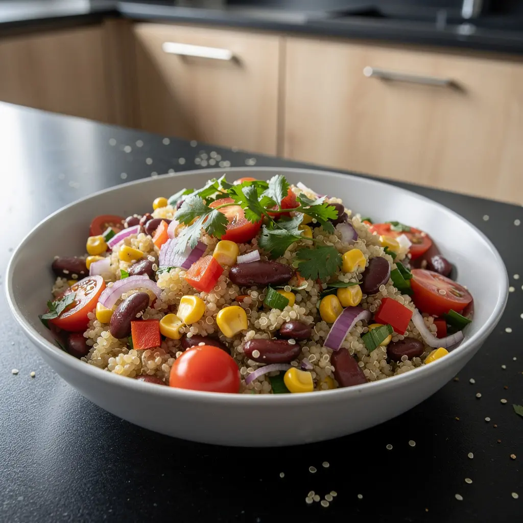 Sałatka z komosą ryżową, fasolą i kukurydzą