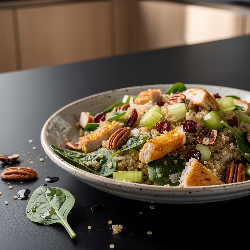 Sałatka z komosą ryżową, indykiem i żurawiną