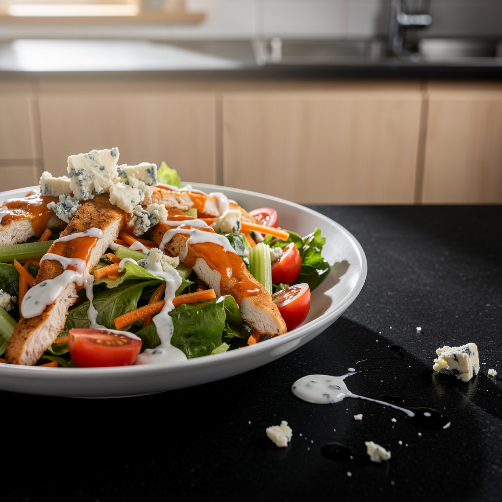 Sałatka z kurczakiem buffalo i serem pleśniowym