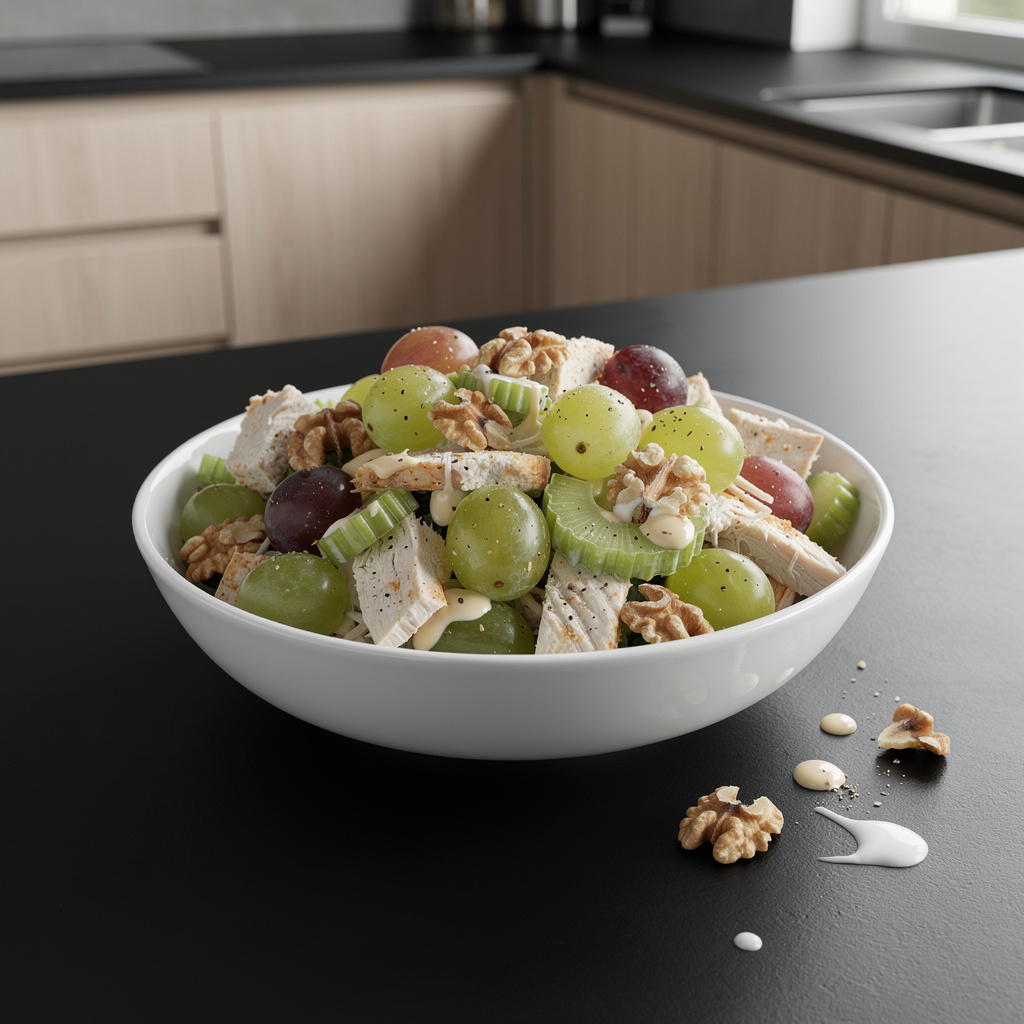 Sałatka z kurczakiem, winogronami i selerem naciowym