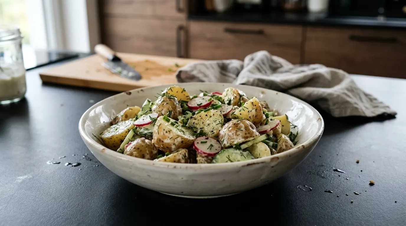 Sałatka z młodych ziemniaków z koperkiem i rzodkiewką