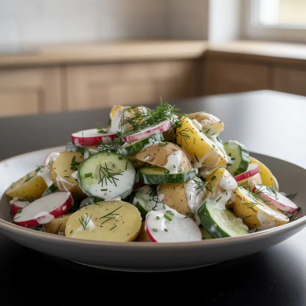 Salade de pommes de terre nouvelles à l’aneth et au radis