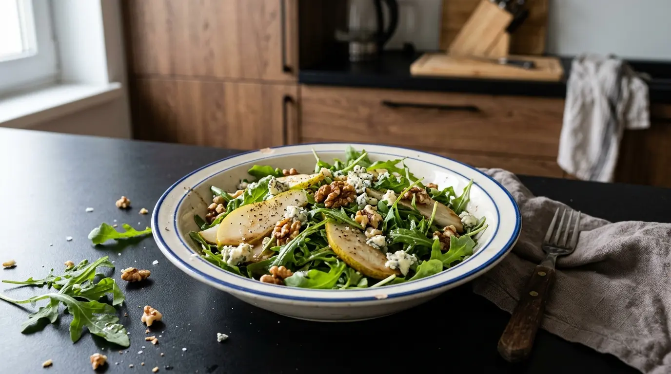 Arugula, Pear and Walnut Salad with Blue Cheese
