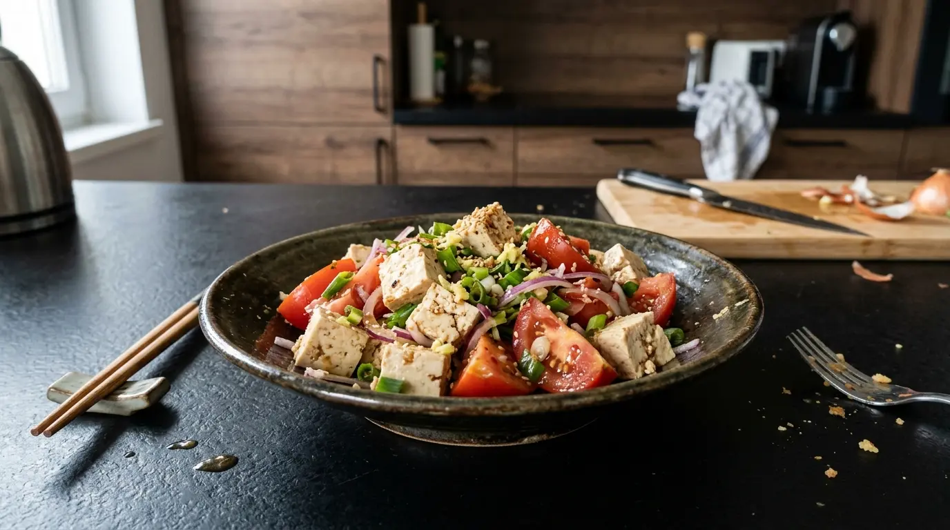 Sałatka z tofu i pomidora w stylu japońskim