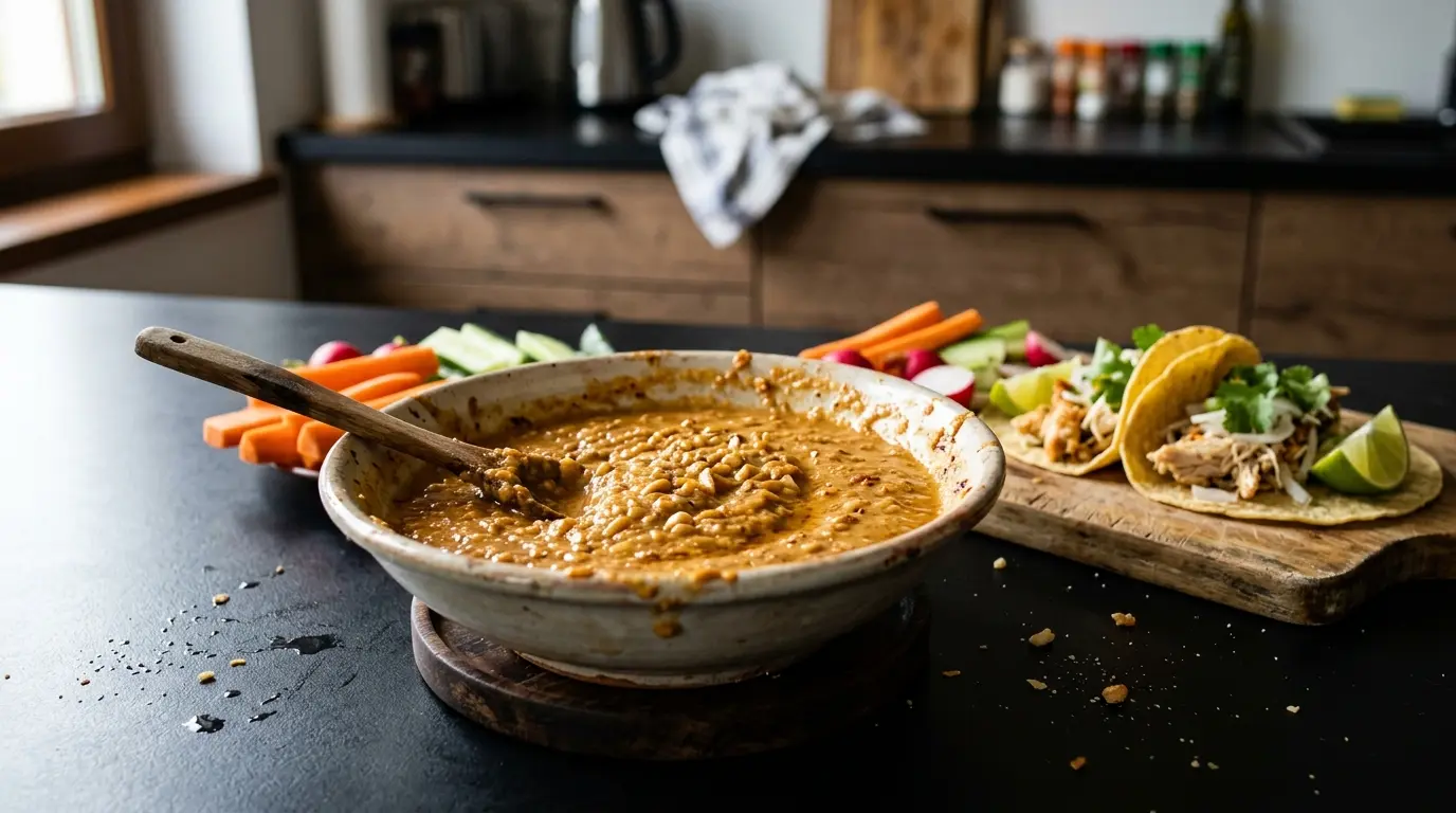 Salsa de cacahuate – creamy peanut sauce for vegetables and tacos