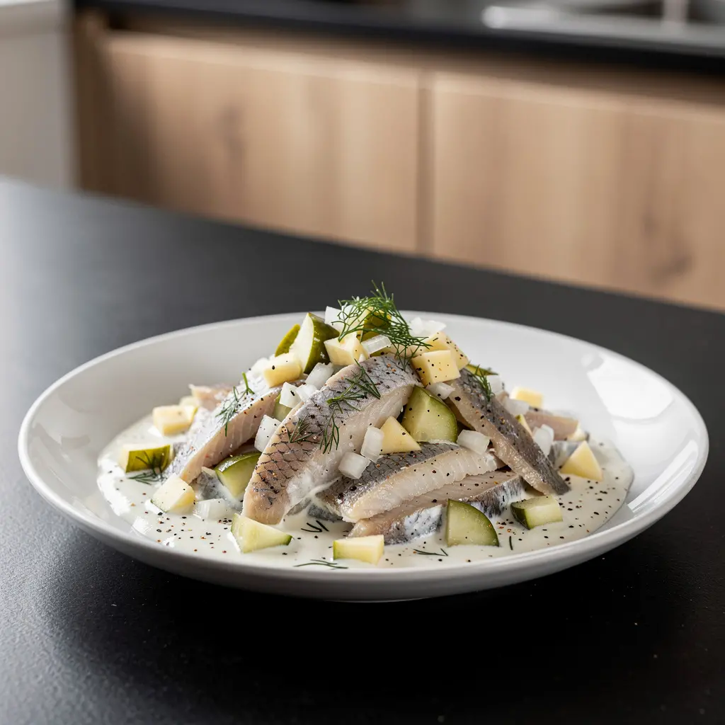 Śledzie w śmietanie z ogórkiem kiszonym