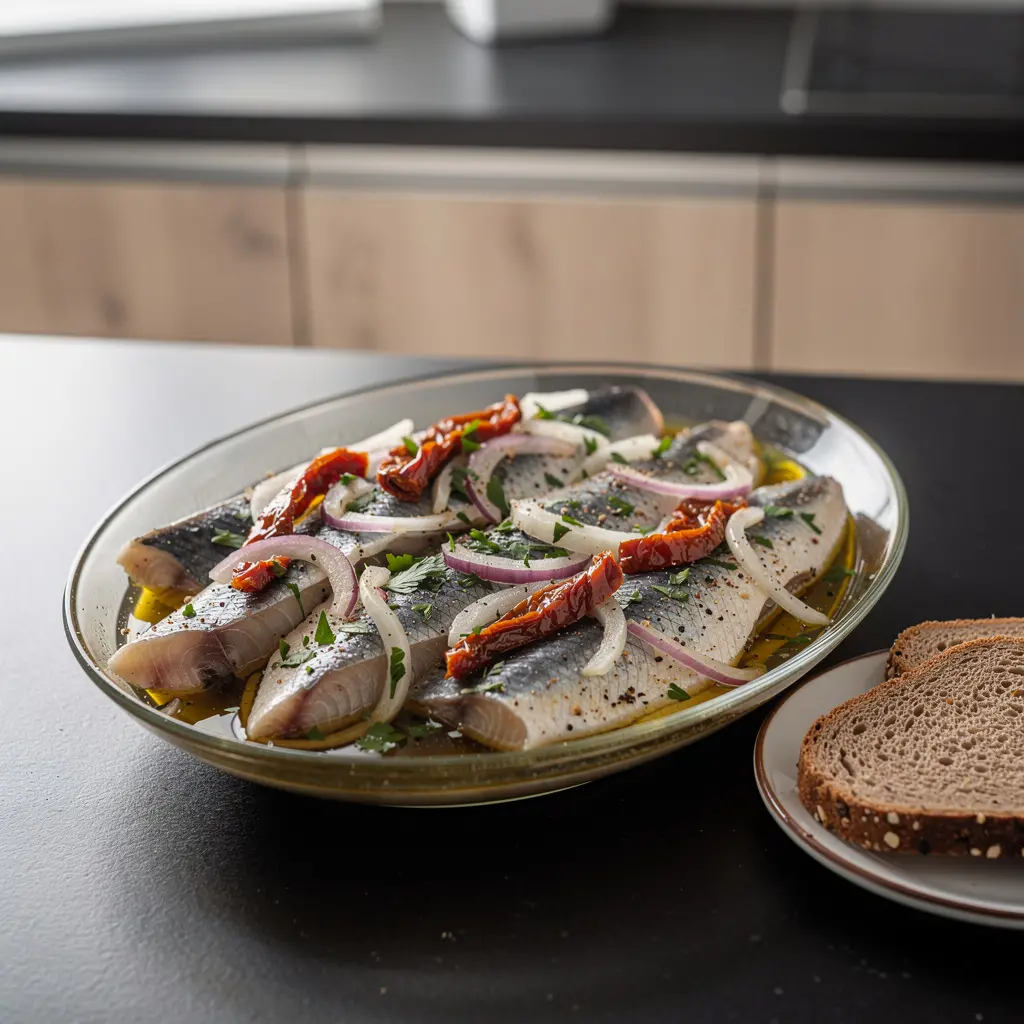 Herring with Sun-Dried Tomatoes and Onion