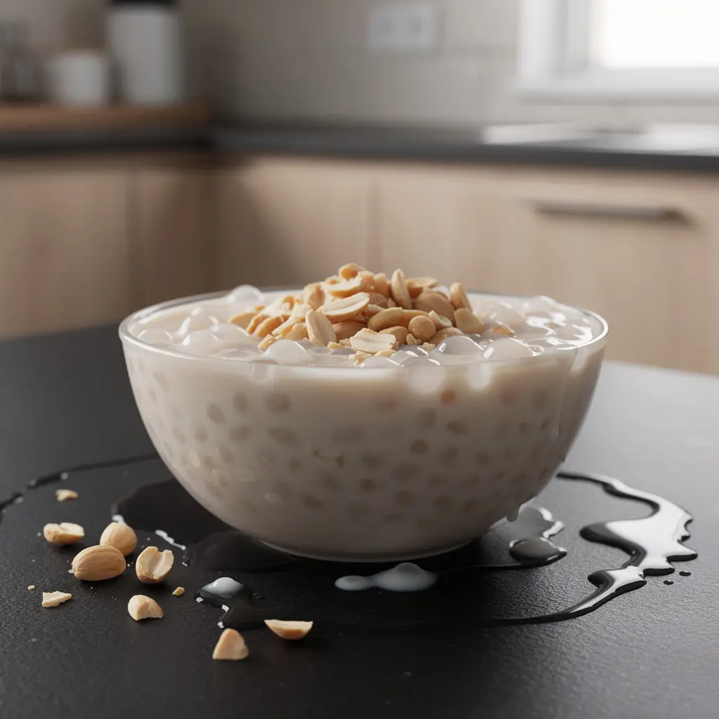 Słodkie mleczko sojowe z orzeszkami i tapioką