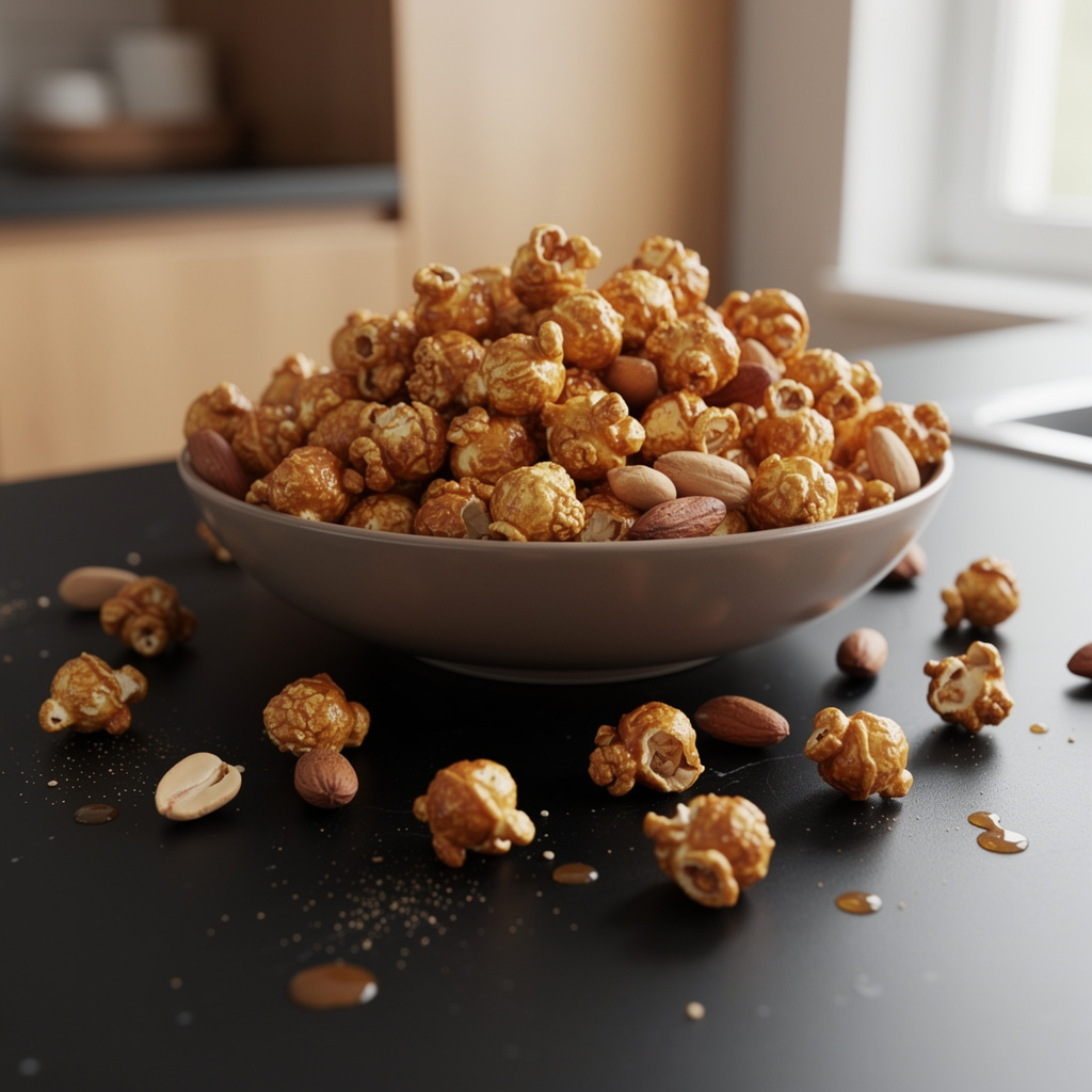 Słodko-słone popcorn karmelowy z orzeszkami