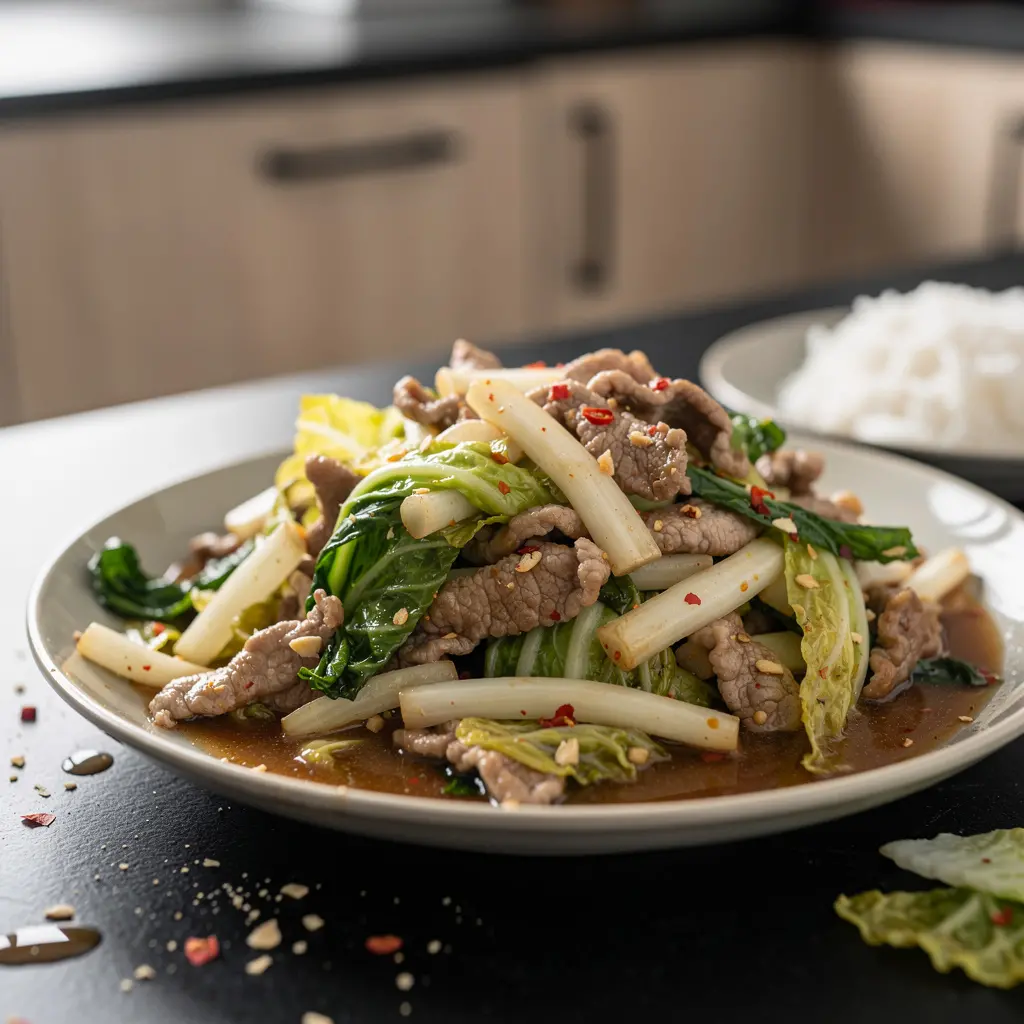 Stir-Fried Pork with Napa Cabbage in Garlic-Ginger Sauce