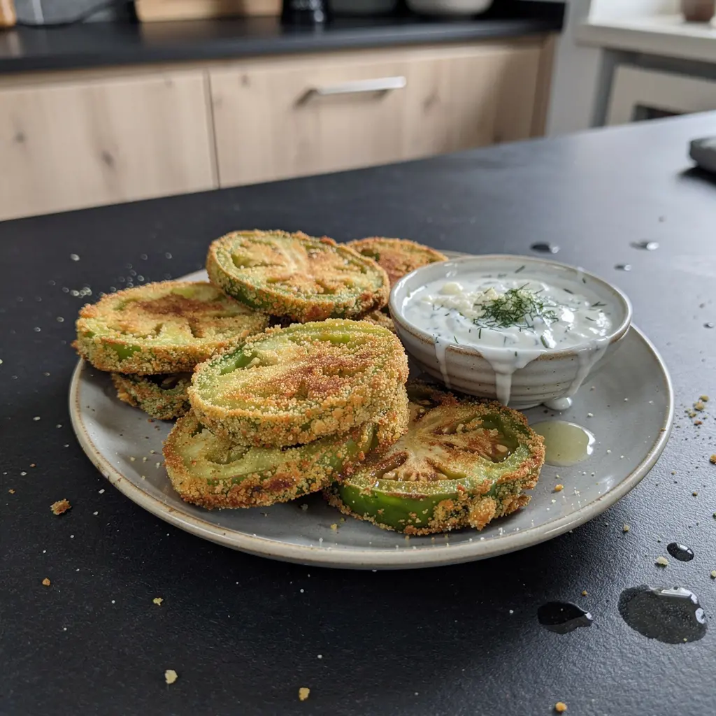 Fried Green Tomatoes with Yogurt-Garlic Sauce