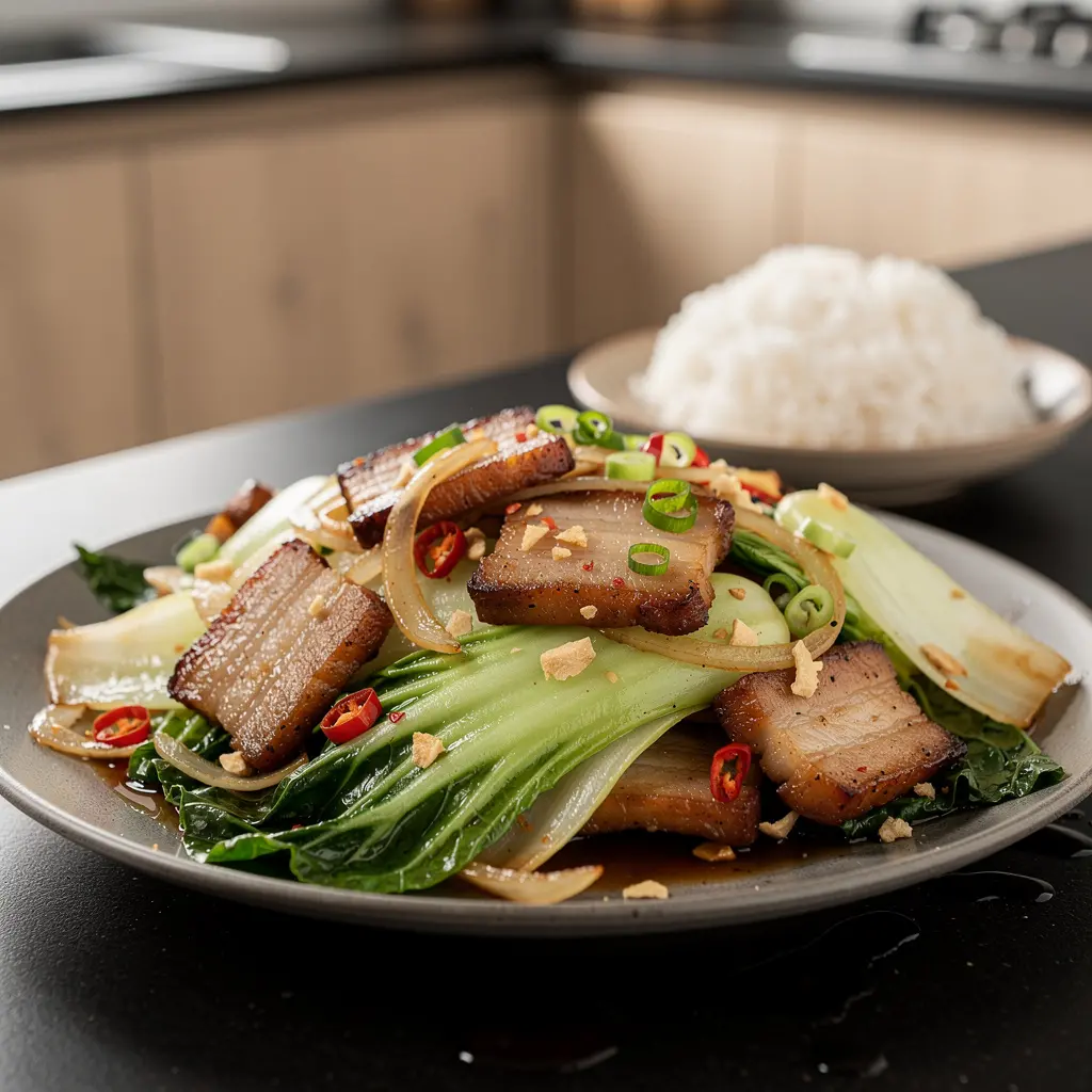 Chinese-Style Fried Pork Belly with Napa Cabbage