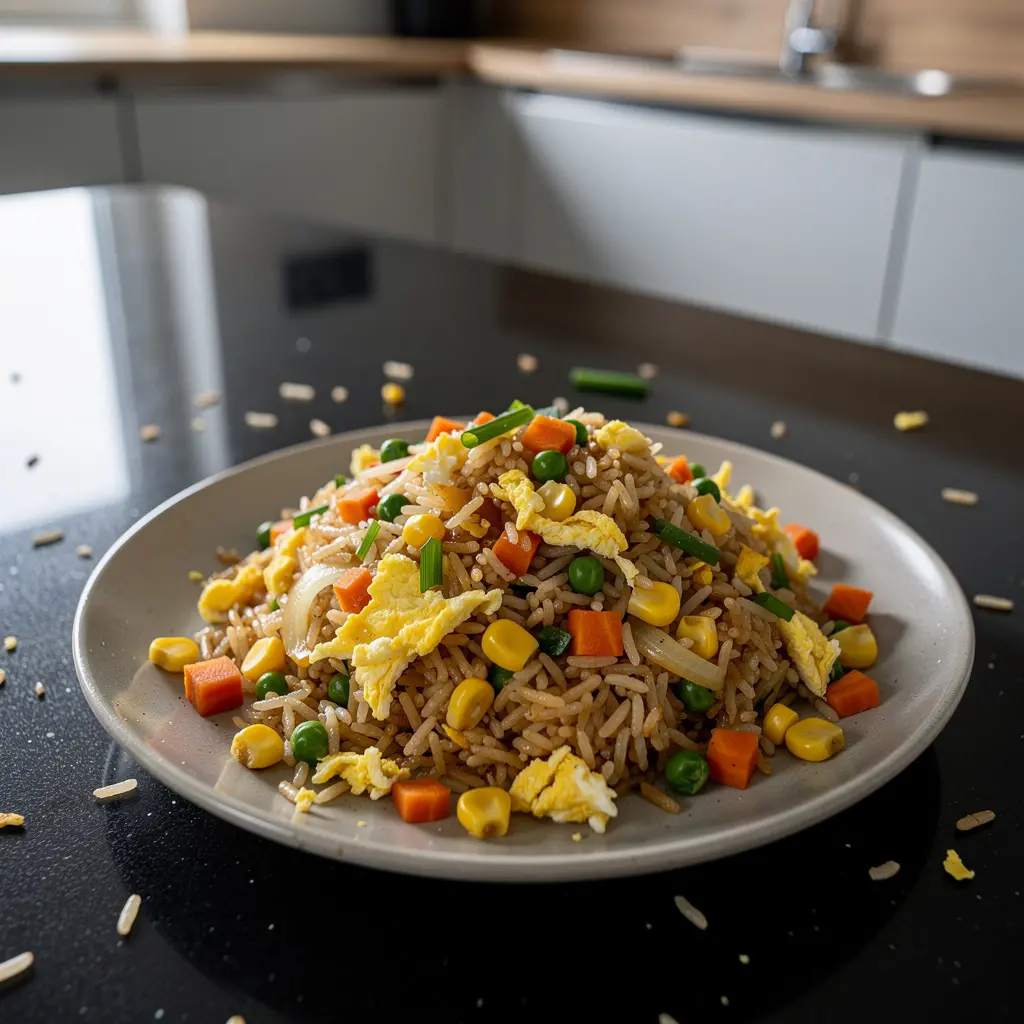 Chinese-Style Fried Jasmine Rice with Vegetables and Egg