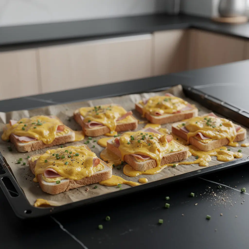 Śniadaniowa zapiekanka z jajkiem i szynką