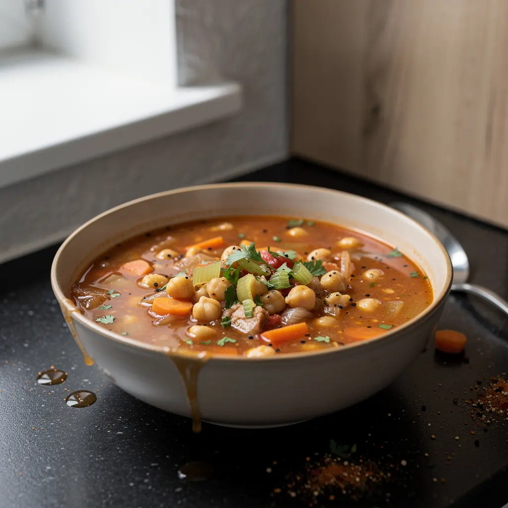 Sopa de garbanzos – zupa z ciecierzycy po meksykańsku z pomidorami