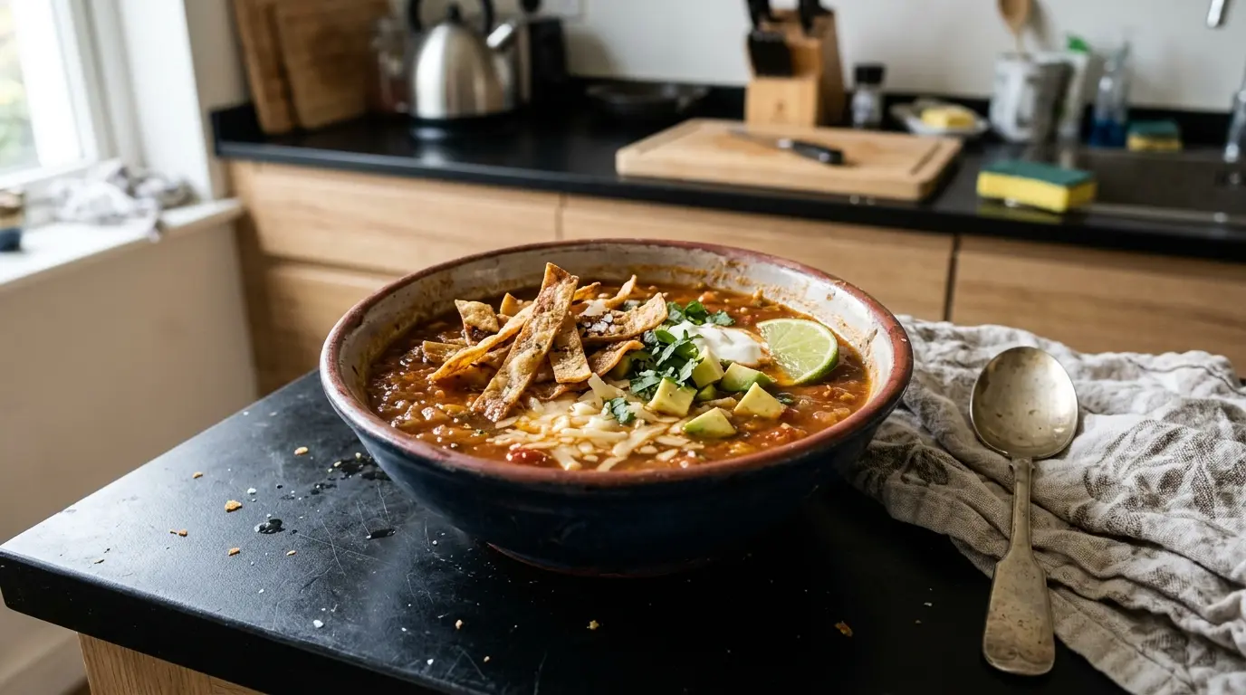 Sopa de tortilla – zupa pomidorowa z chrupiącymi paskami tortilli