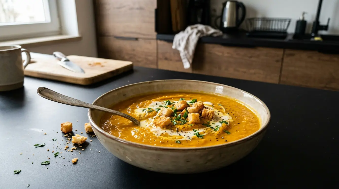Soupe de courge – krem z dyni po francusku z grzankami