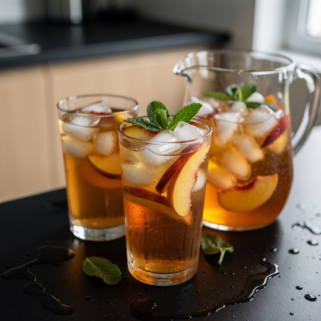 Southern peach iced tea – mrożona herbata brzoskwiniowa