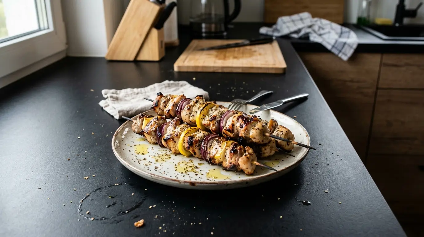 Souvlaki z kurczaka – greckie szaszłyki z cytryną i oregano