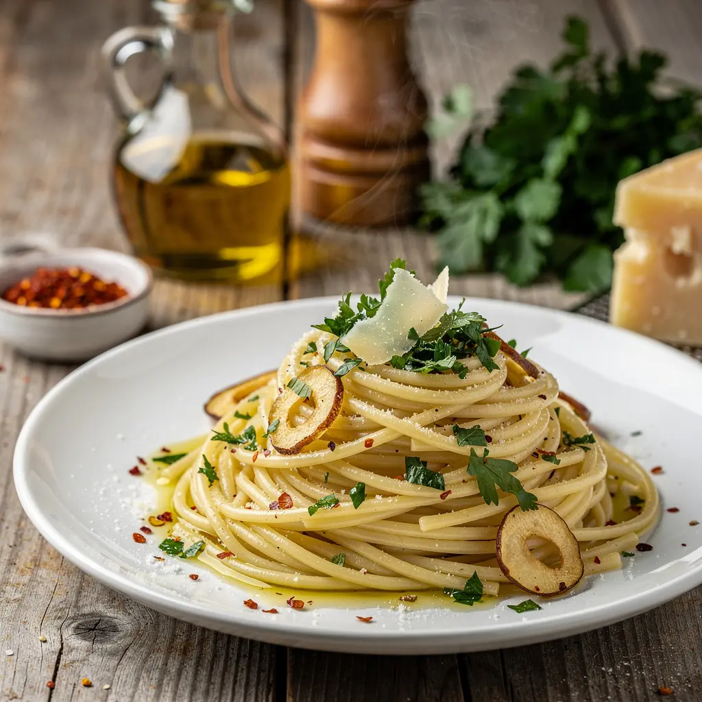 Spaghetti aglio e olio z natką pietruszki