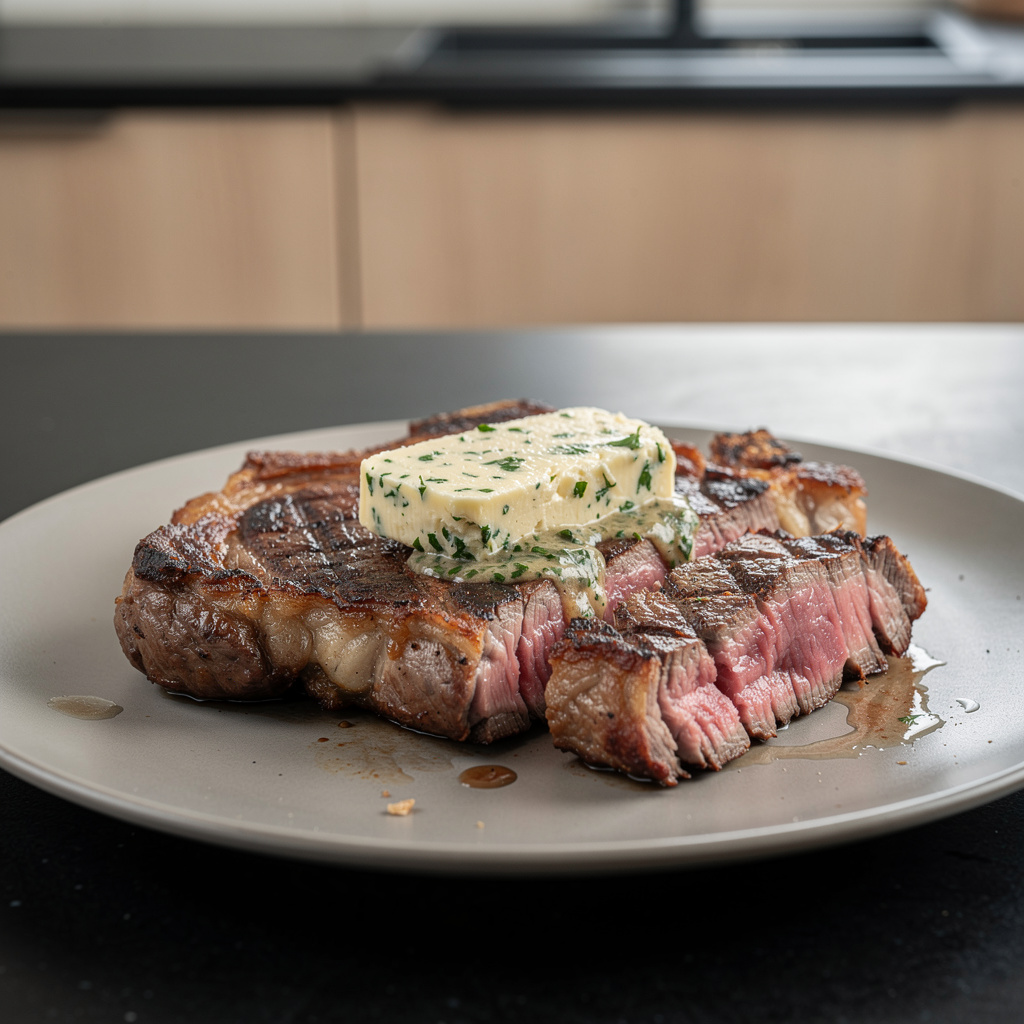 Entrecôte grillée au beurre à l’ail à l’américaine