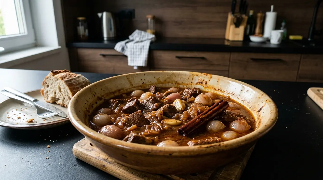 Stifado – grecki gulasz wołowy z cebulkami i cynamonem