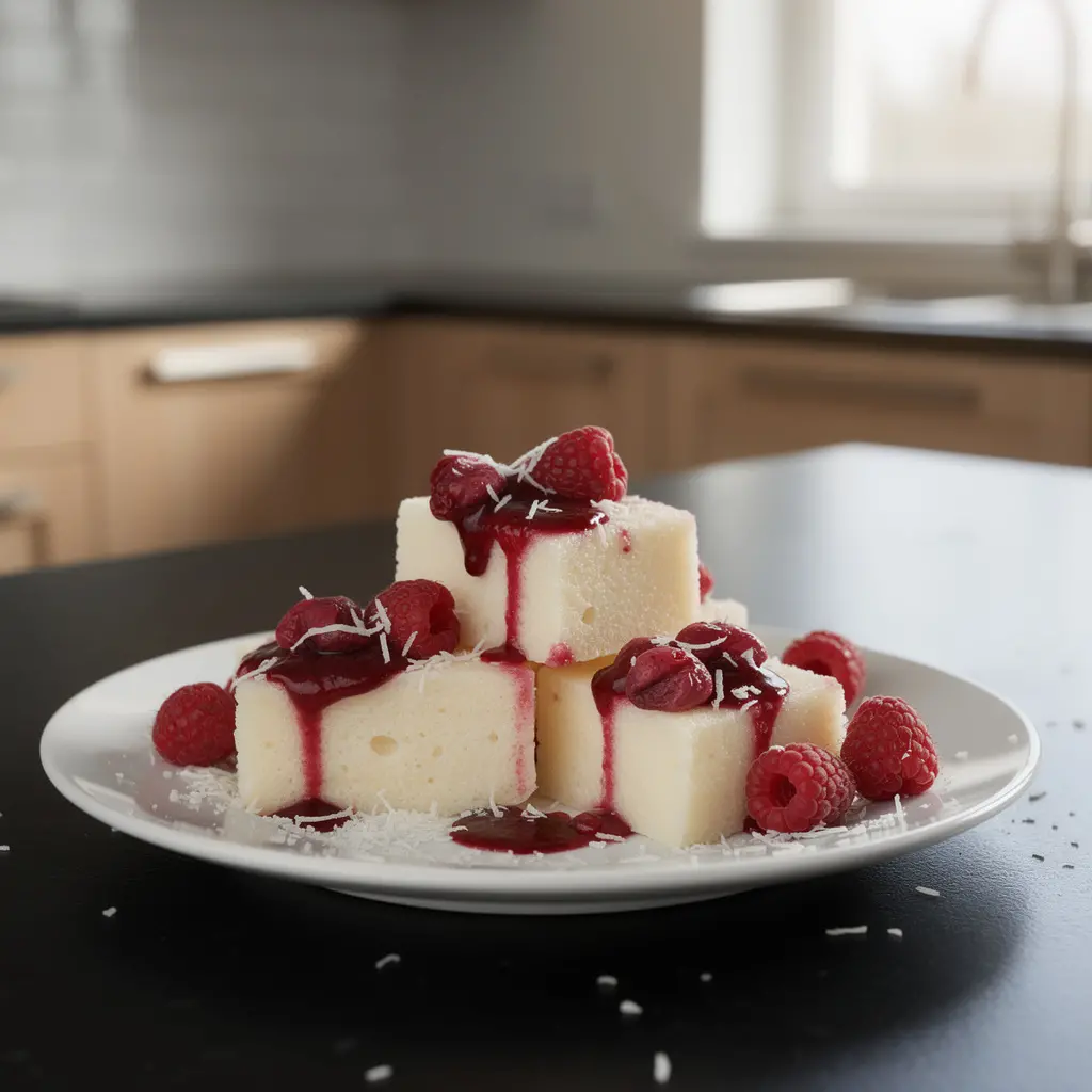 Sütlü irmik tatlısı mit Himbeeren – Milchdessert aus Grieß