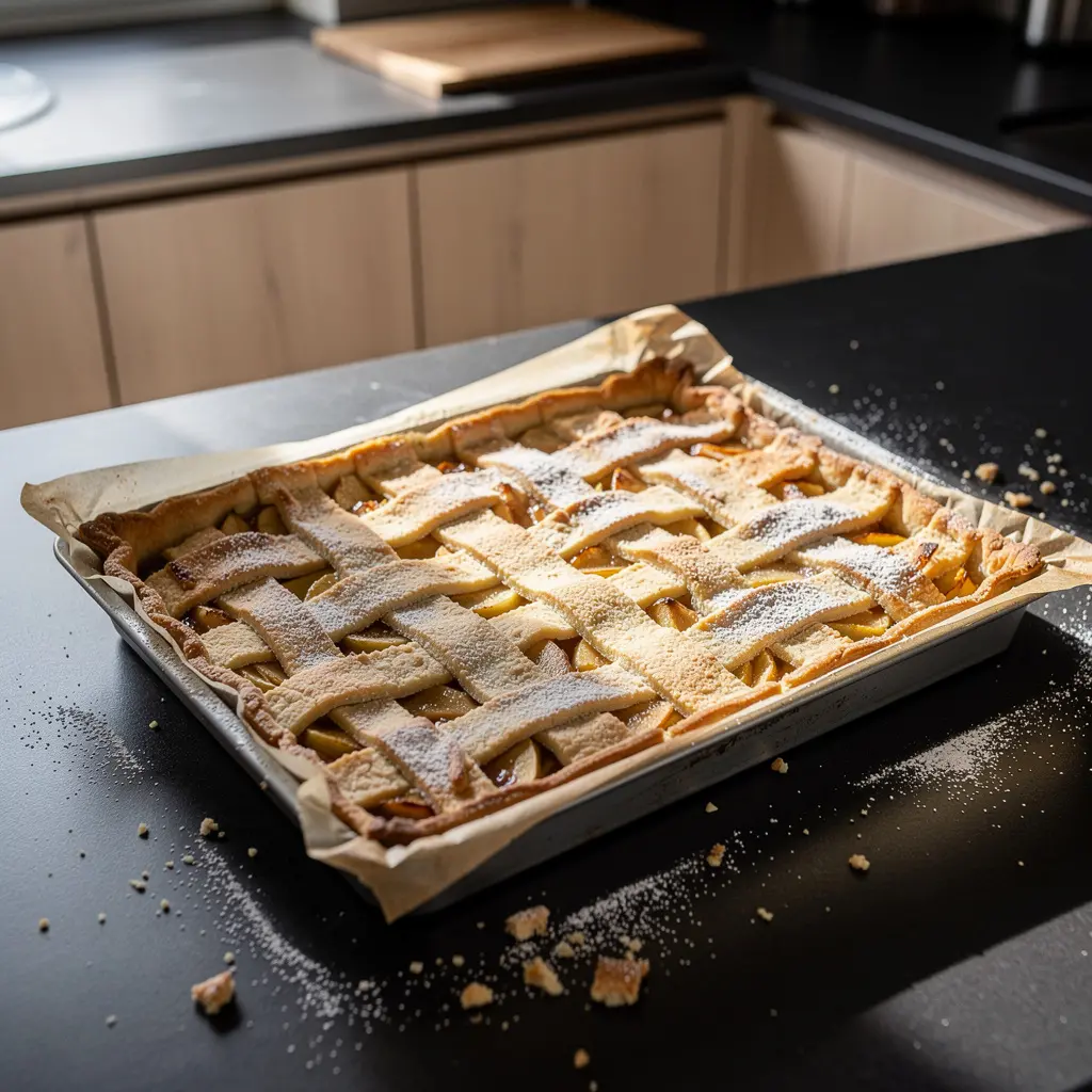 Szarlotka na kruchym cieście z kratką