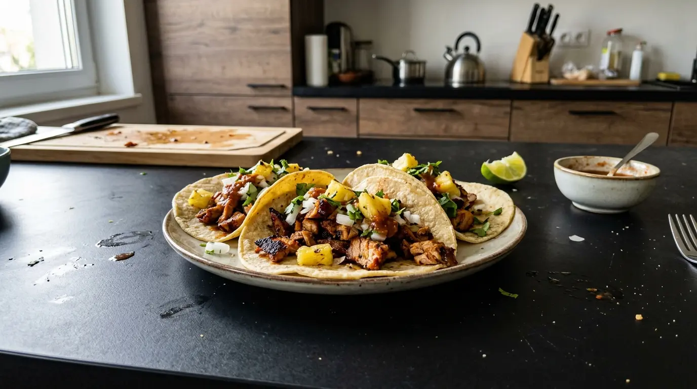 Tacos al pastor con piña