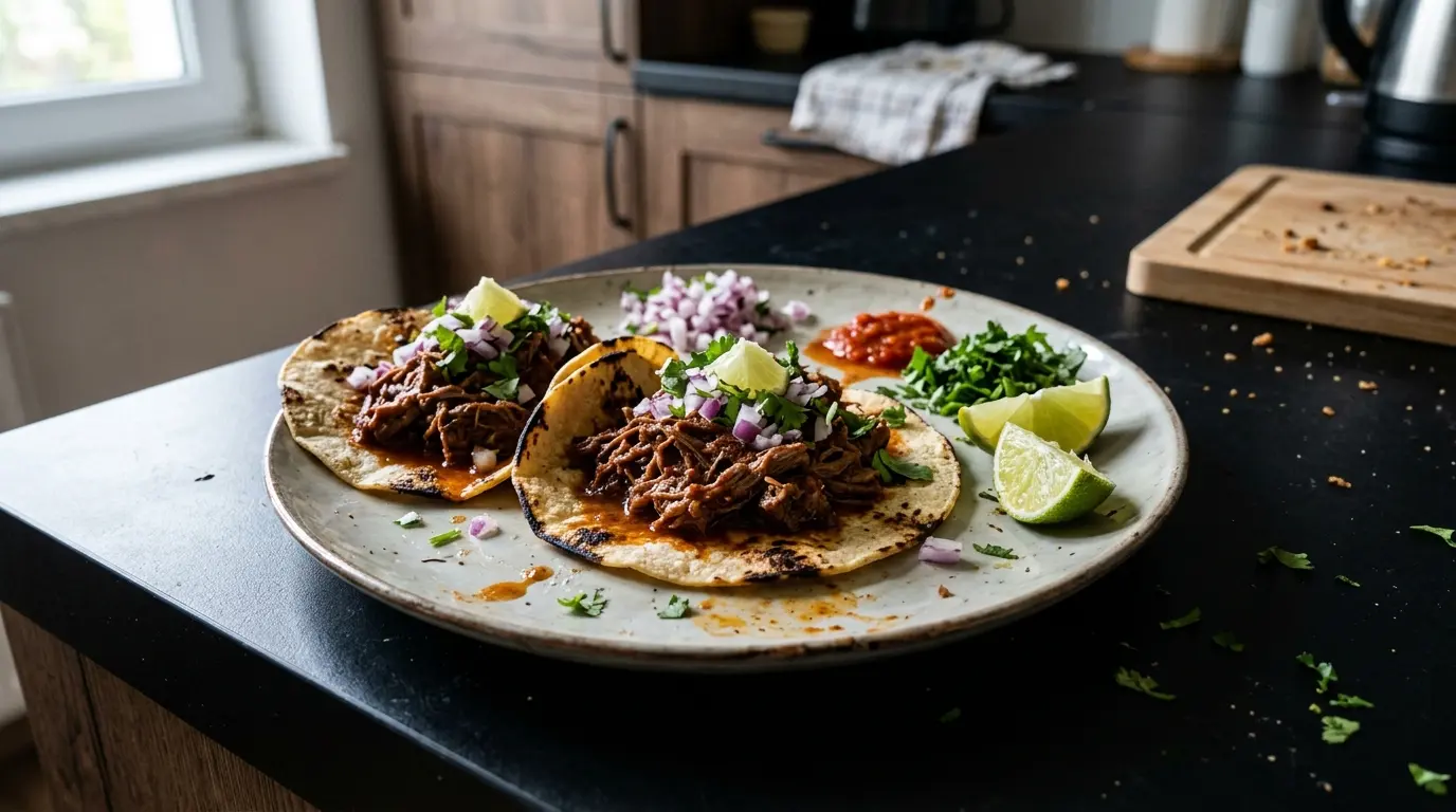 Tacos de barbacoa z wolno duszoną wołowiną