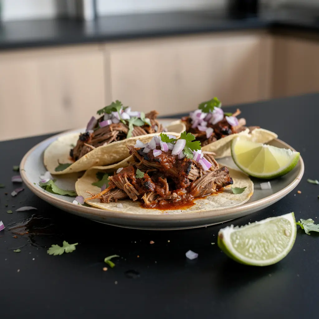 Tacos de barbacoa z wolno duszoną wołowiną