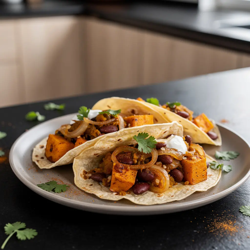 Tacos de calabaza y frijoles – tacos z dynią i fasolą