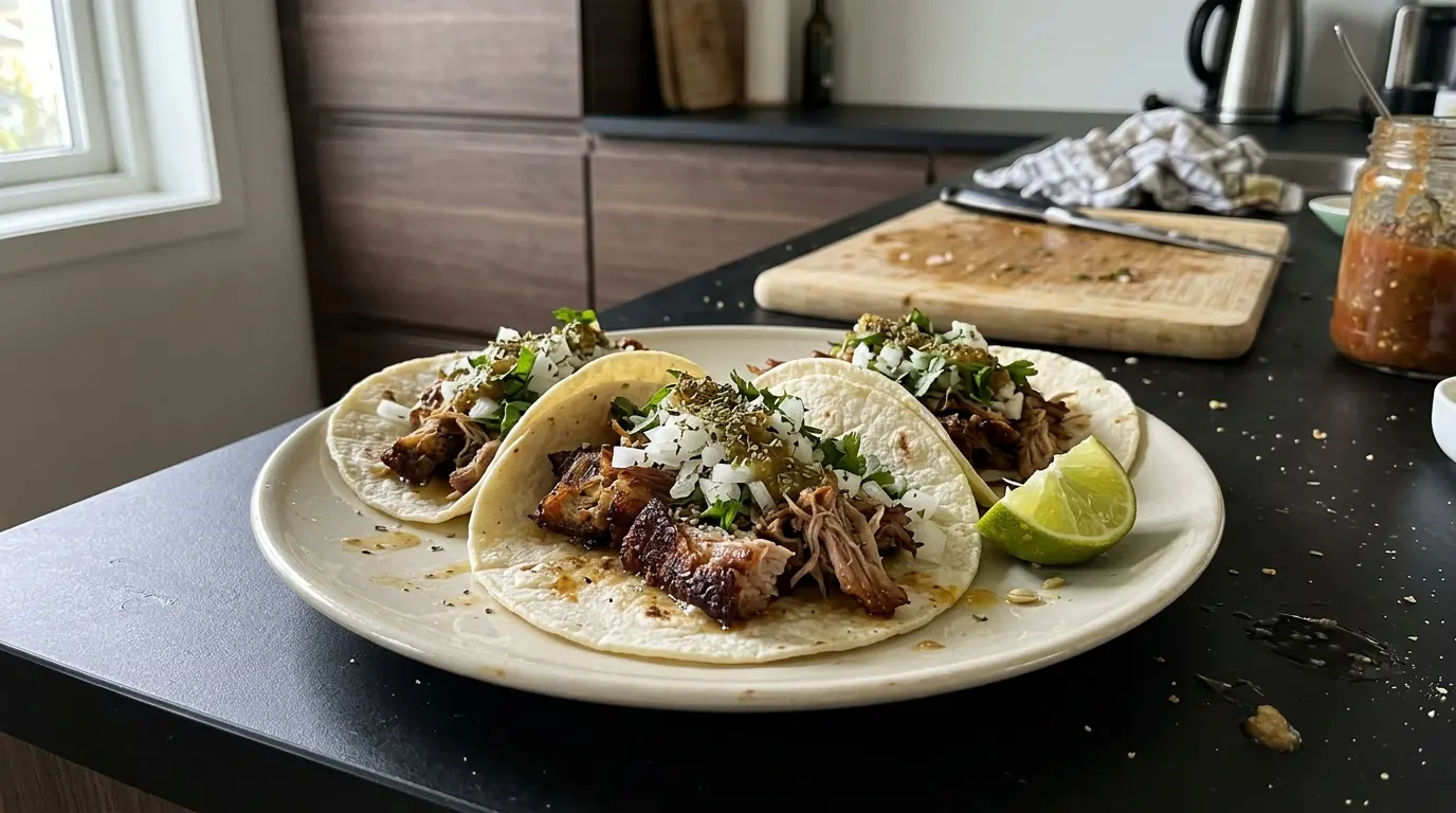Tacos de carnitas – długo duszona wieprzowina w tortilli