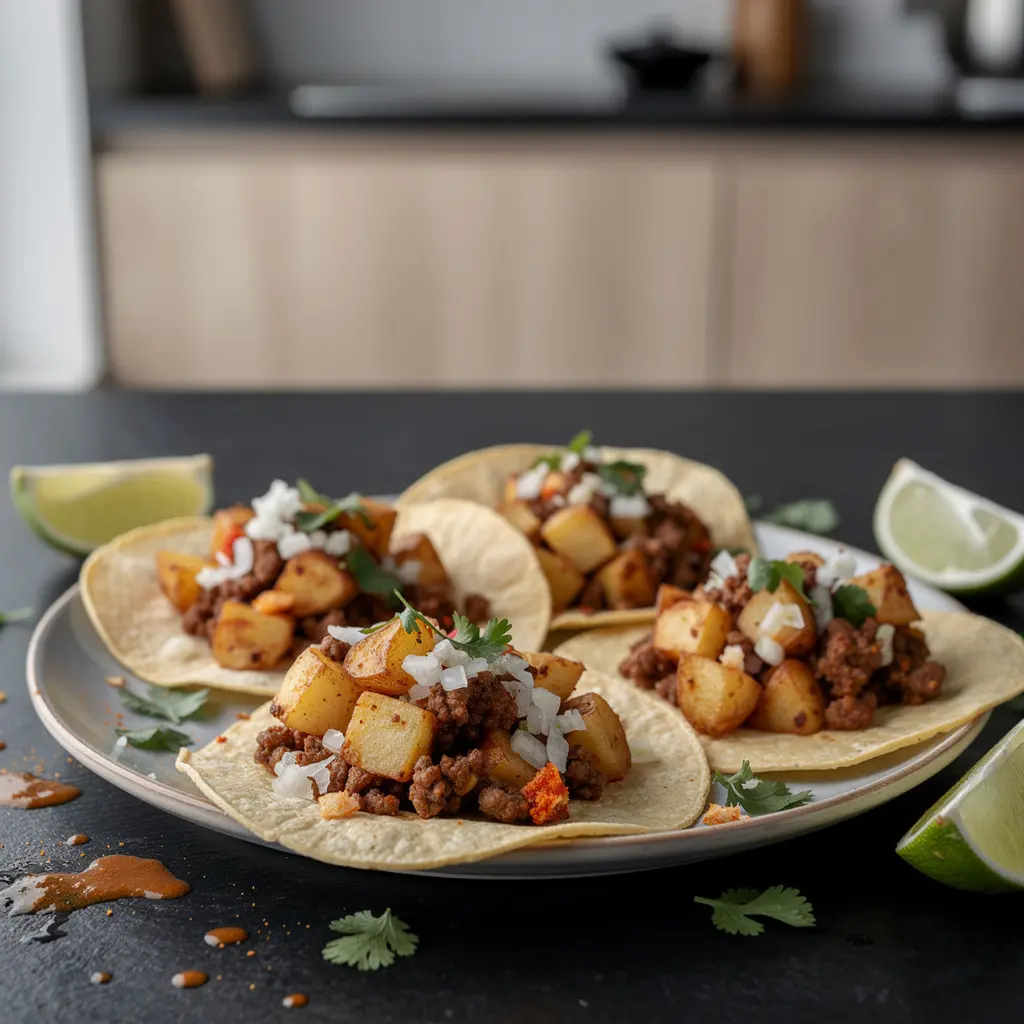 Tacos de chorizo con papas – tacos z kiełbasą chorizo i ziemniakami