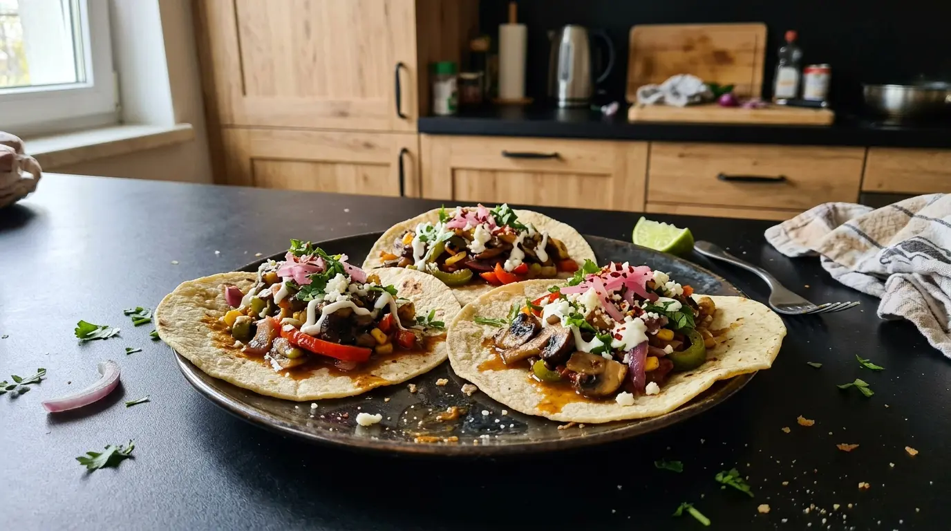 Tacos de hongos – wegetariańskie tacos z pieczarkami i papryką