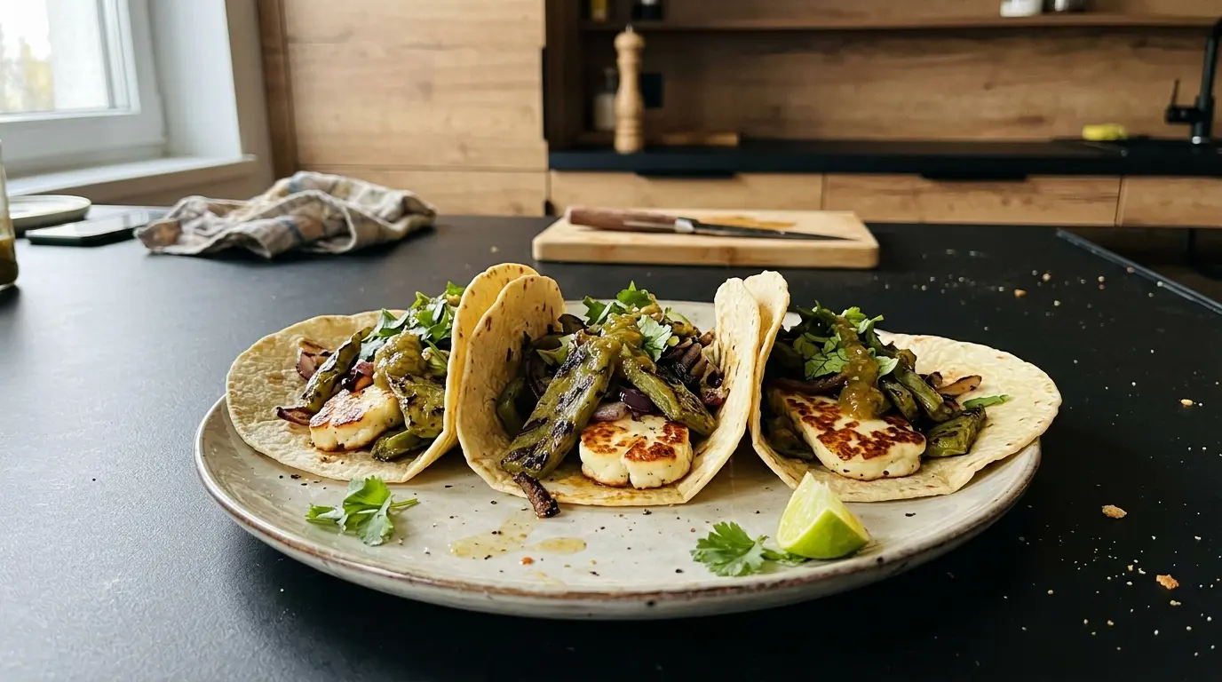 Tacos de nopales z grillowanym serem halloumi