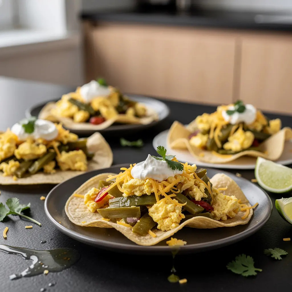 Tacos de nopales mit Rührei und Käse