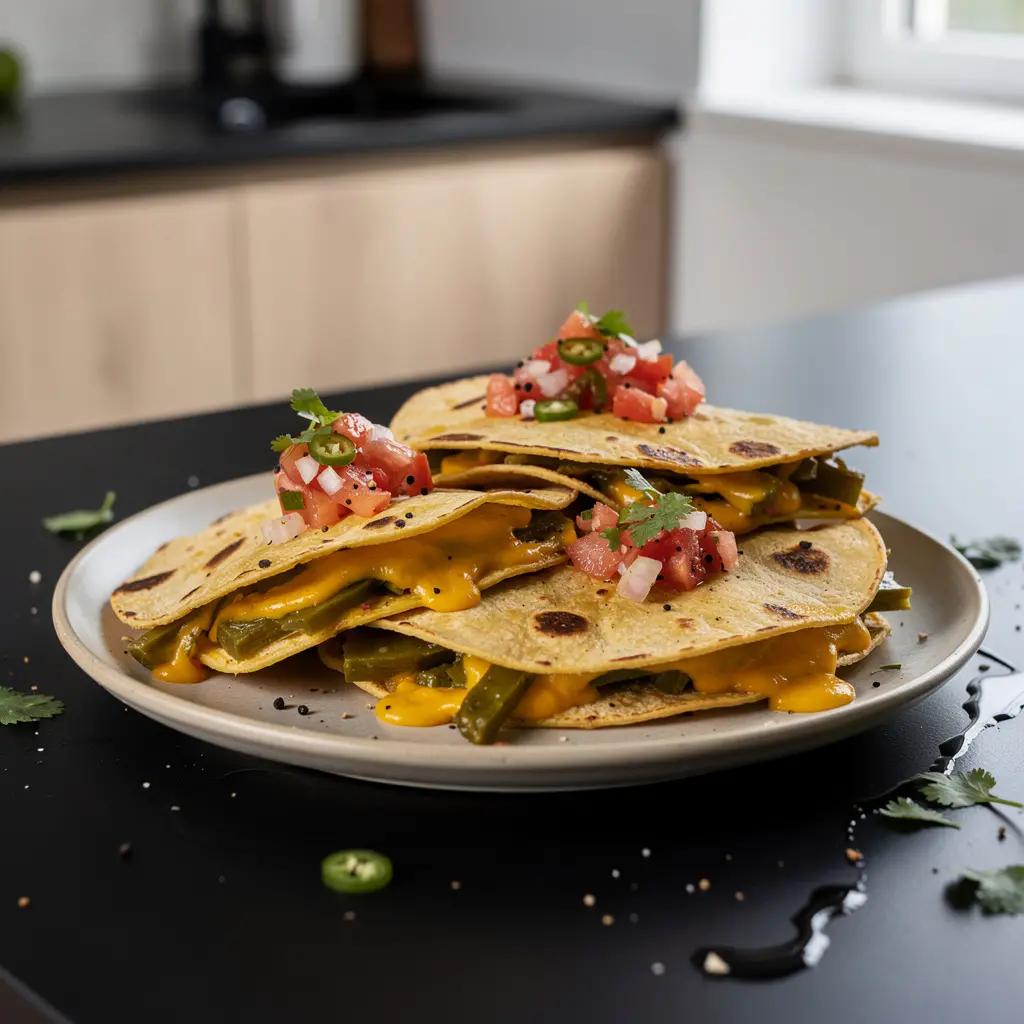 Tacos de nopales au fromage et salsa de tomates