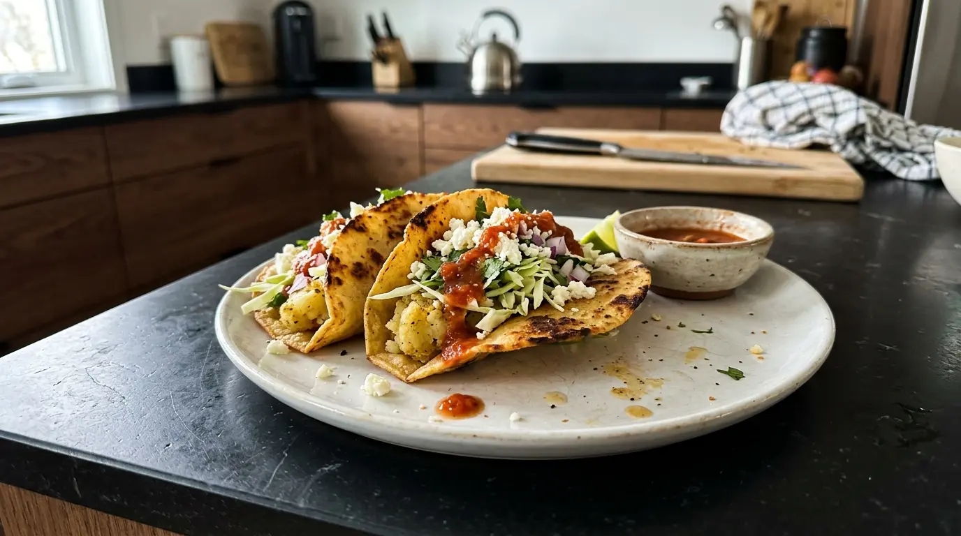 Tacos de papa – ziemniaczane tacos z serem i salsą