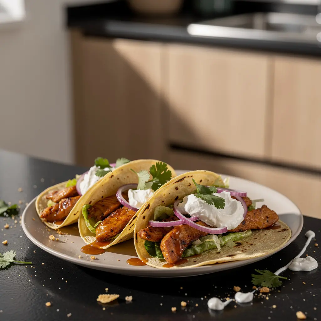 Tacos de pollo con salsa de chipotle i miodem