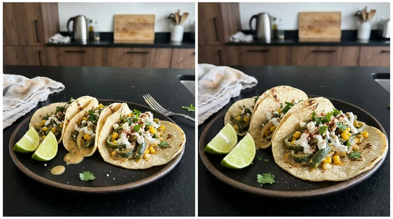 Tacos de rajas con crema – tacos z papryką, kukurydzą i śmietaną