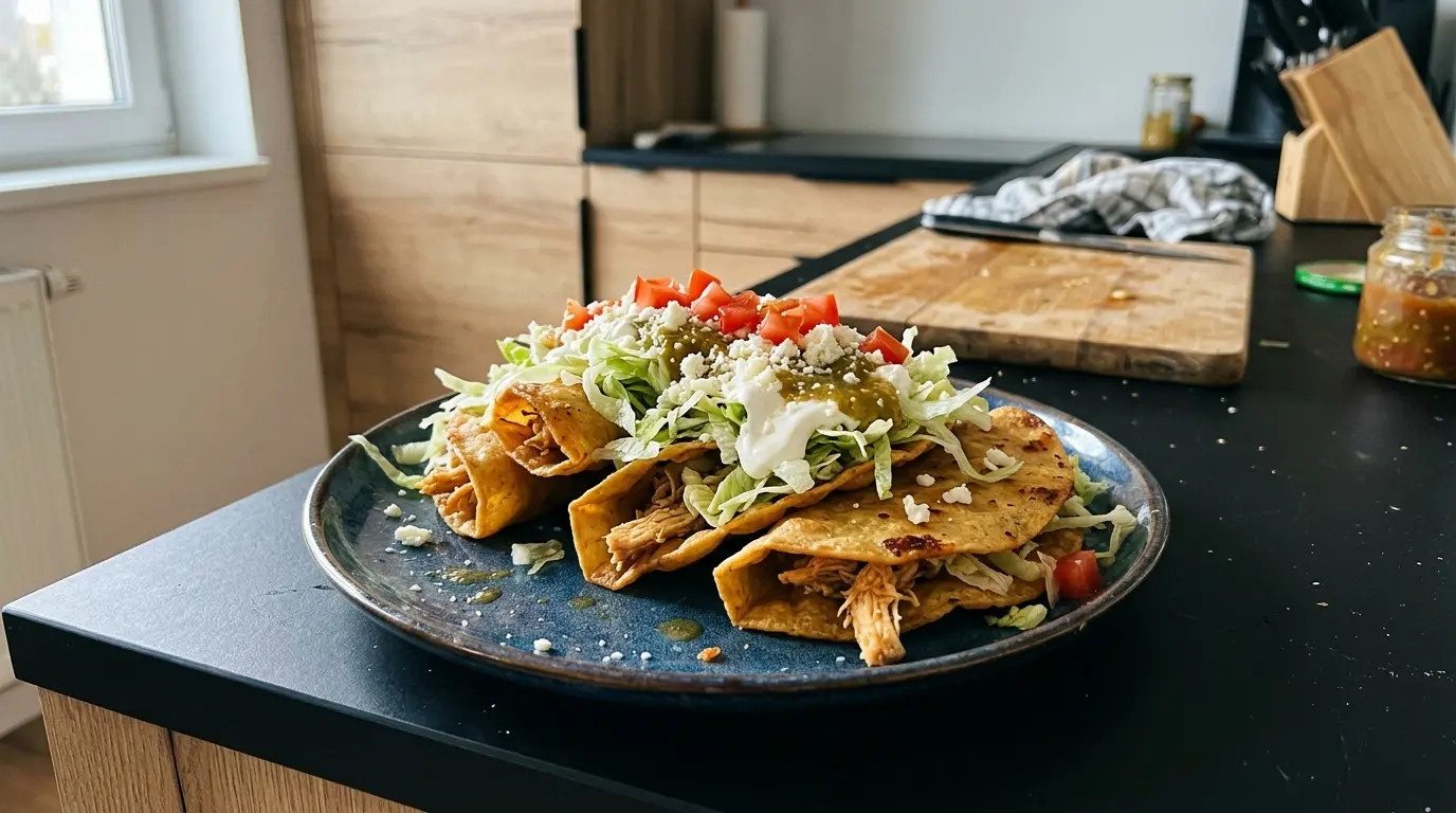 Tacos dorados z kurczakiem i sałatą