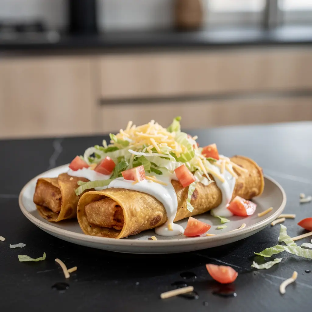 Tacos dorados z kurczakiem i sałatą
