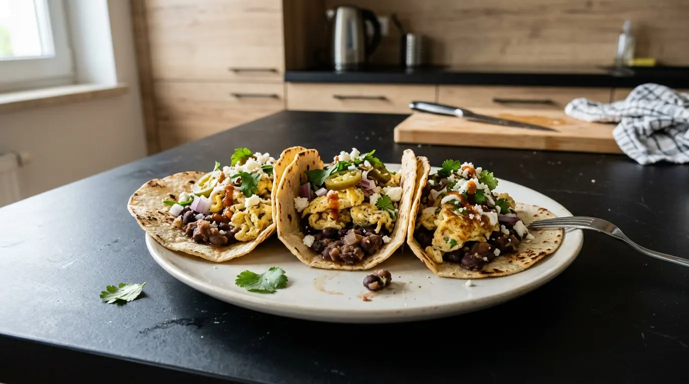 Breakfast Tacos with Scrambled Eggs and Beans