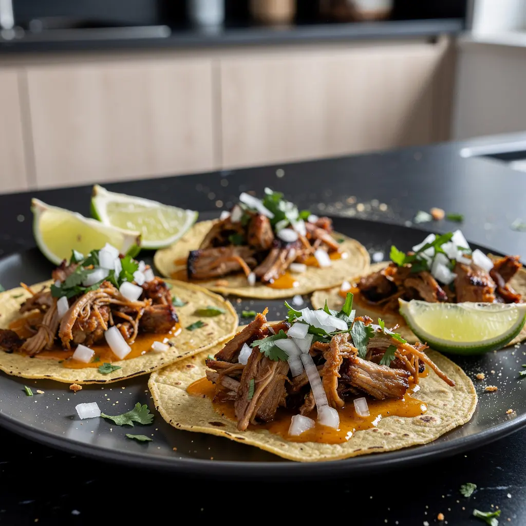 Tacos z wieprzowiną w pomarańczowo-czosnkowej marynacie