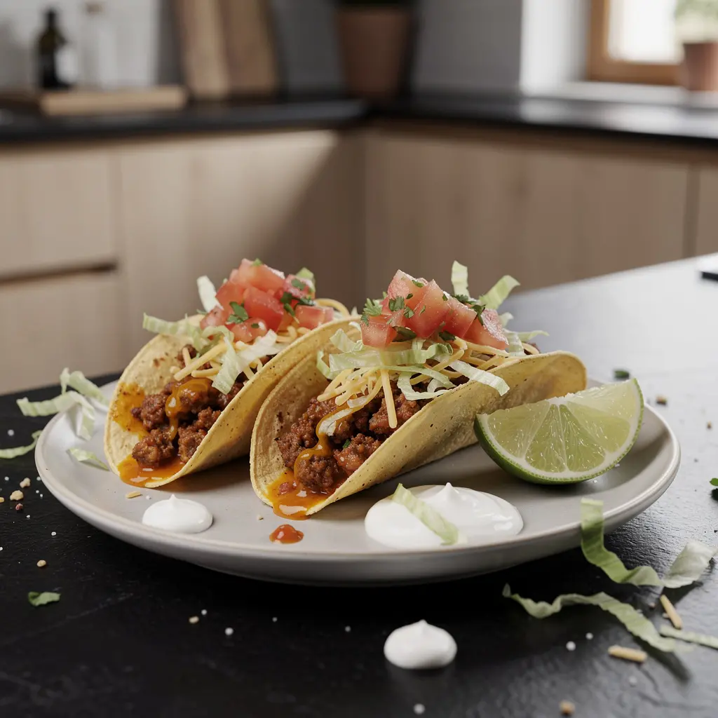 Tacos z wołowiną, salsą pomidorową i sałatą
