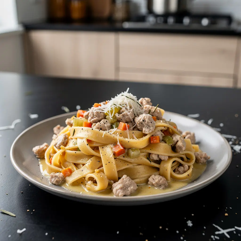 Tagliatelle z ragù z białego wina i kurczaka