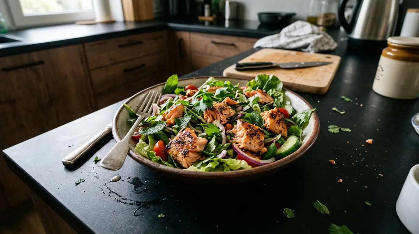 Insalata thai con salmone grigliato e erbe