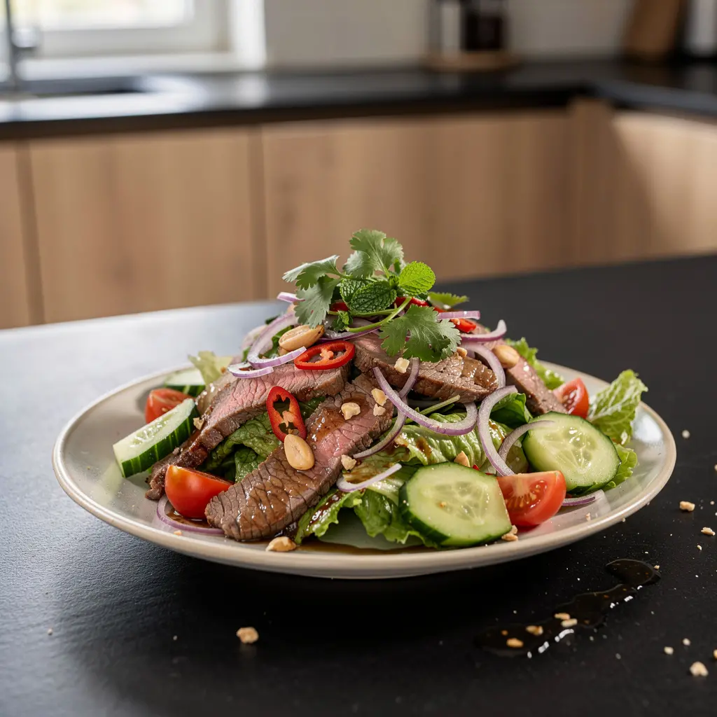 Tajska sałatka z wołowiną i ziołami