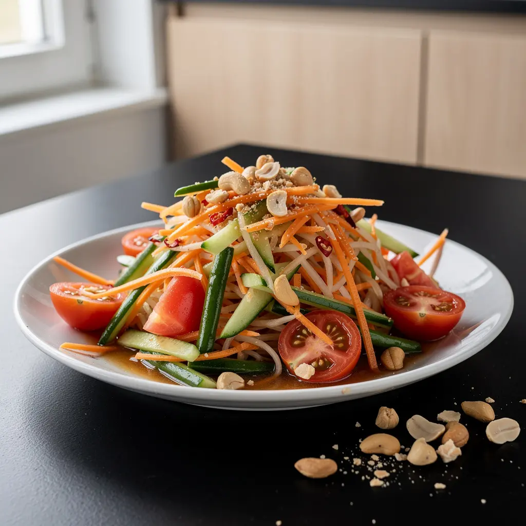 Tajska sałatka z zielonej papai w wersji europejskiej (Som Tam z marchewką)